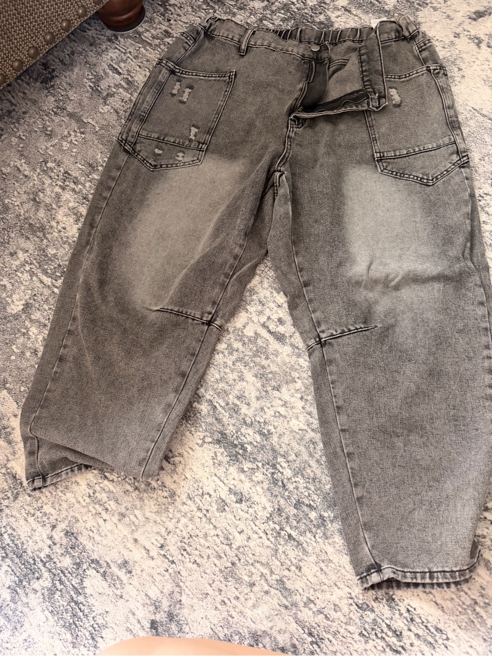 Grey Washed Barrel Jeans